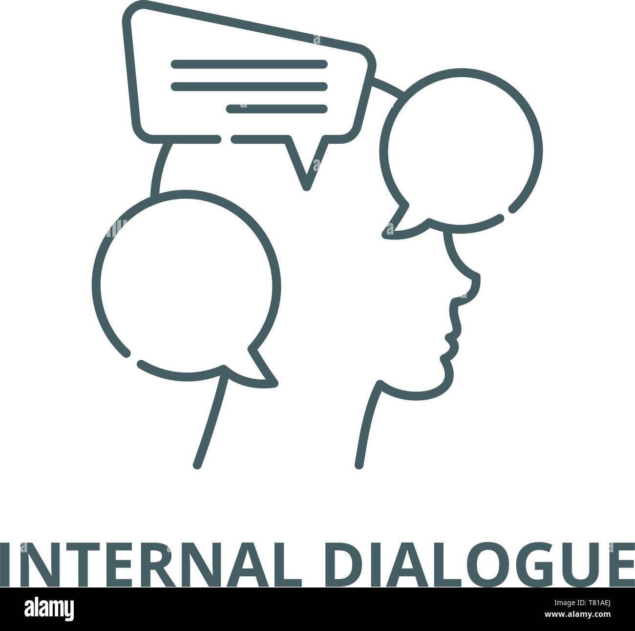 Internal dialogue vector line icon, linear concept, outline sign