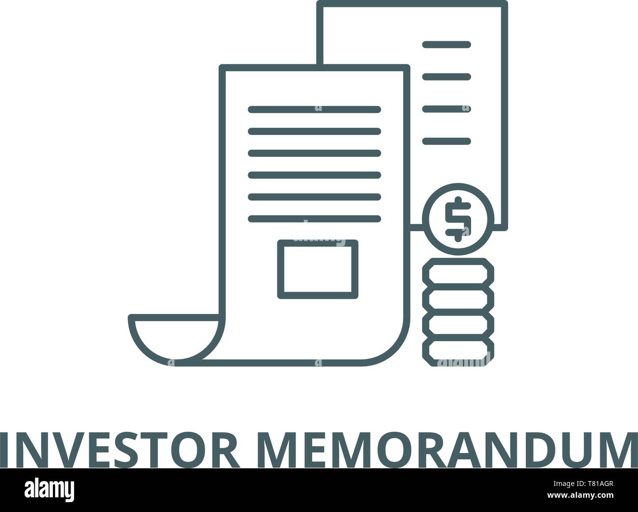 Investor memorandum vector line icon, linear concept, outline sign, symbol Stock Vector