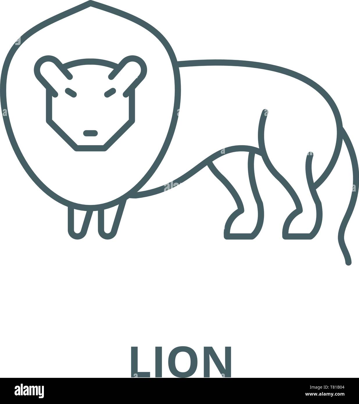 Lion vector line icon, linear concept, outline sign, symbol Stock ...