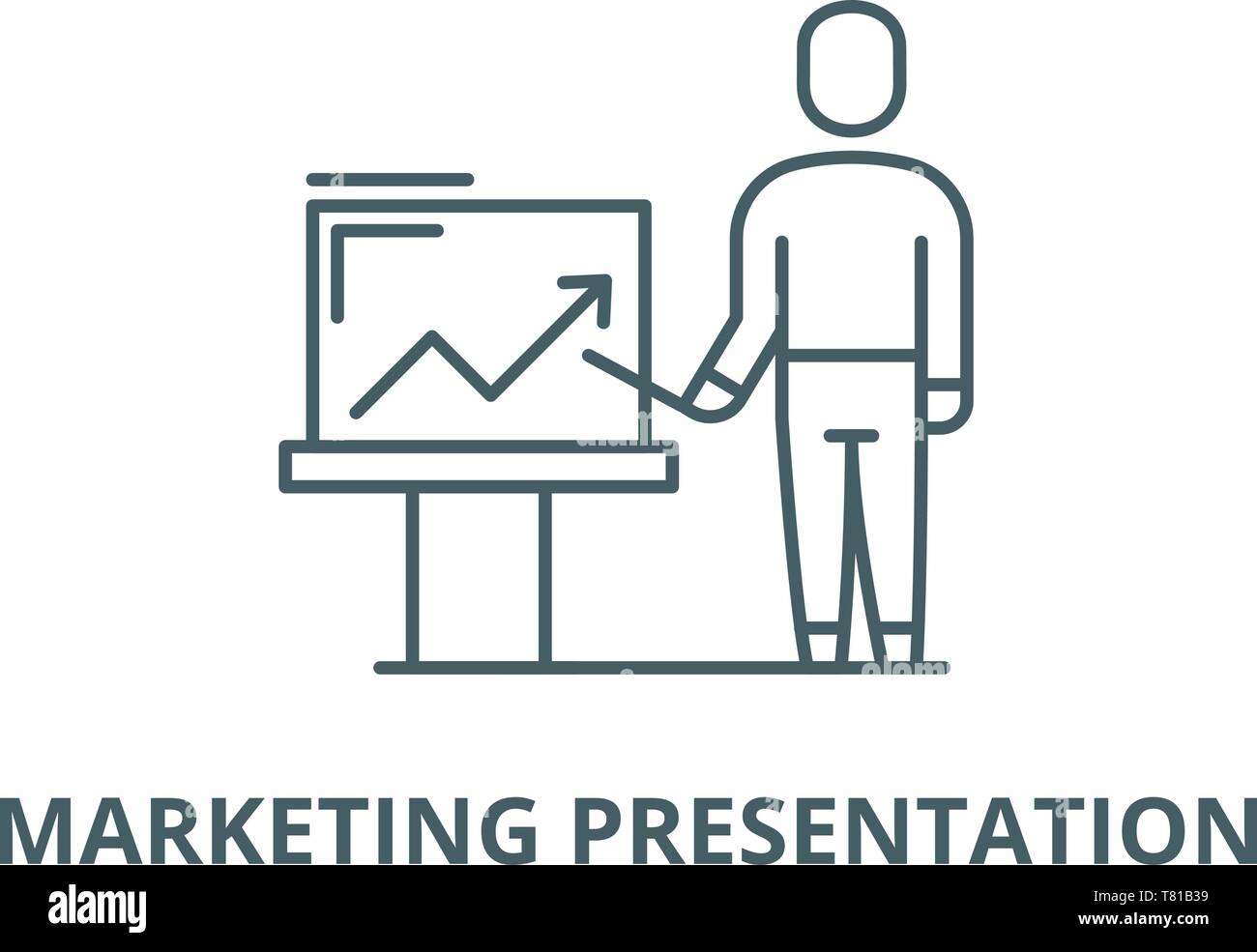 Marketing presentation vector line icon, linear concept, outline sign ...