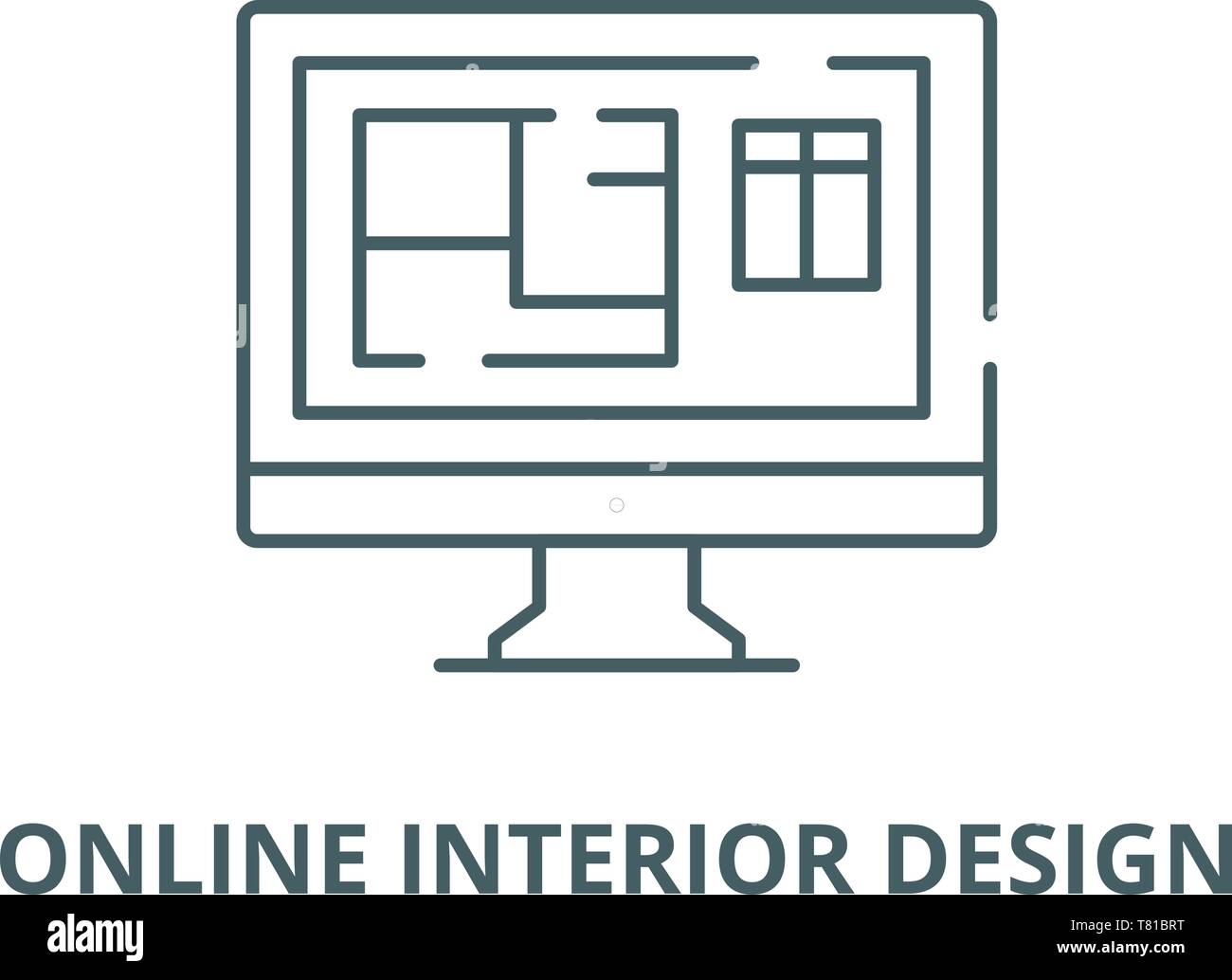 Online interior design vector line icon, linear concept, outline sign ...