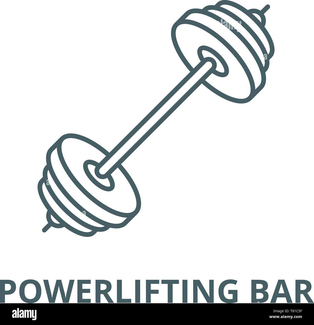 Powerlifting bar vector line icon, linear concept, outline sign, symbol ...