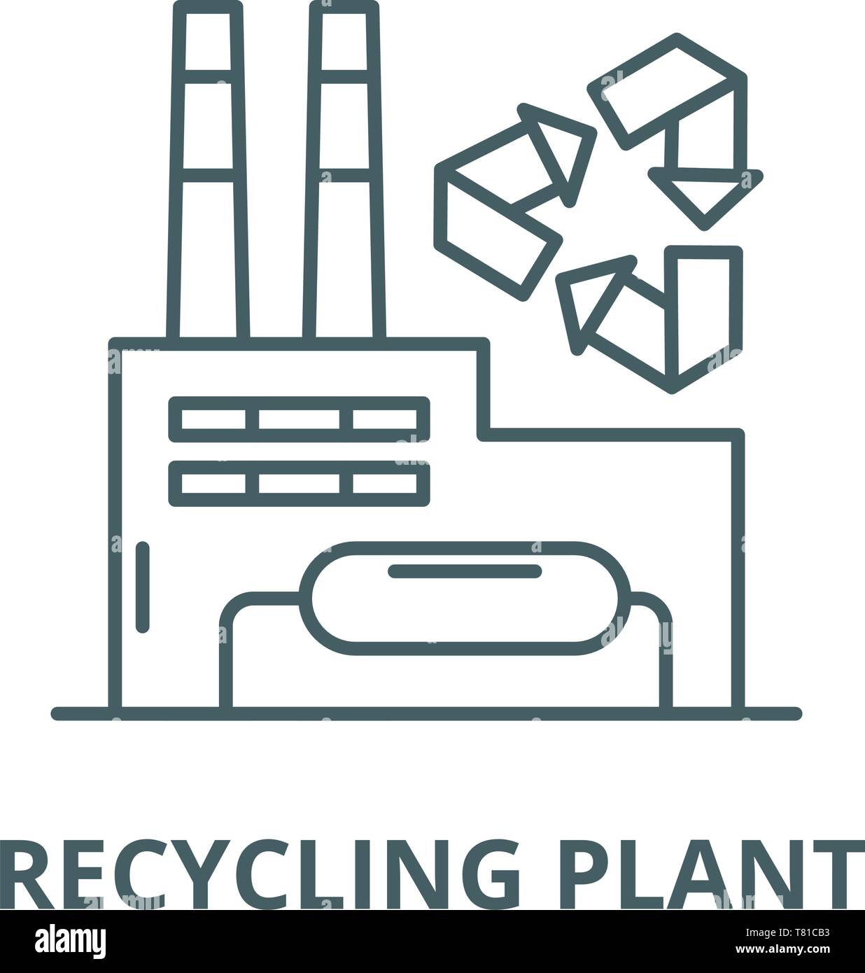 Recycling plant vector line icon, linear concept, outline sign, symbol ...