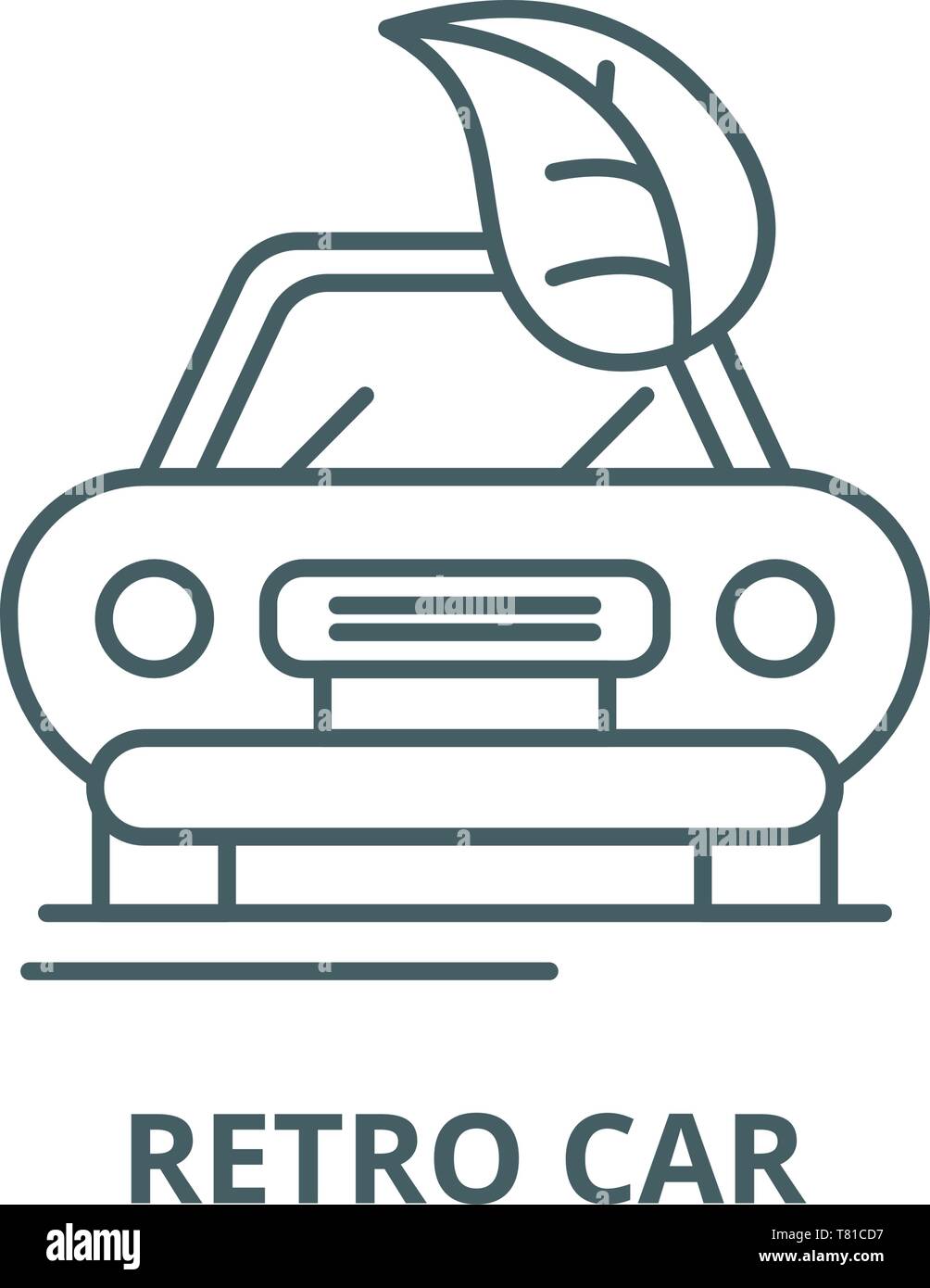 Retro car vector line icon, linear concept, outline sign, symbol Stock ...