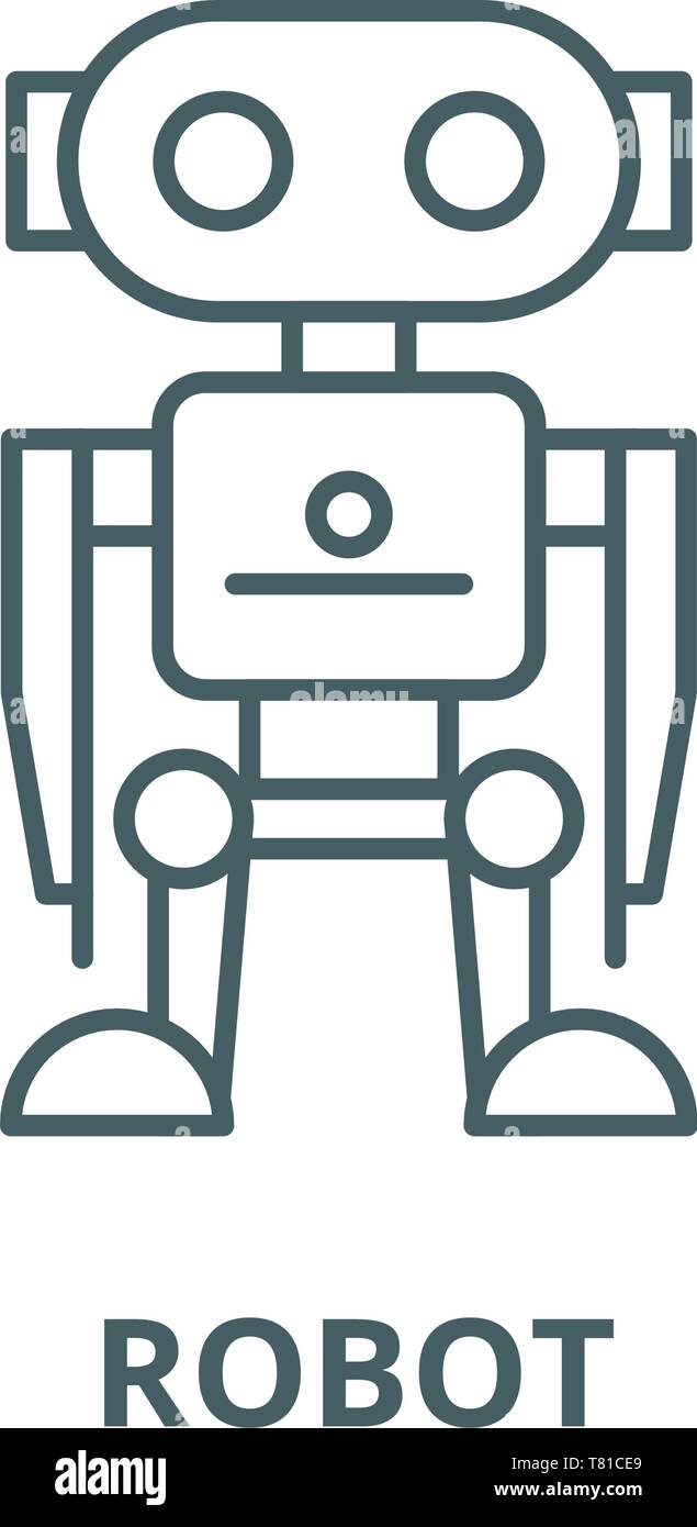 Robot vector line icon, linear concept, outline sign, symbol Stock ...