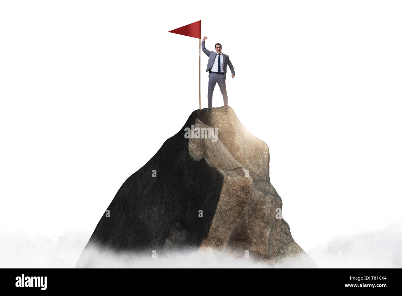 Businessman at the top of mountain Stock Photo - Alamy
