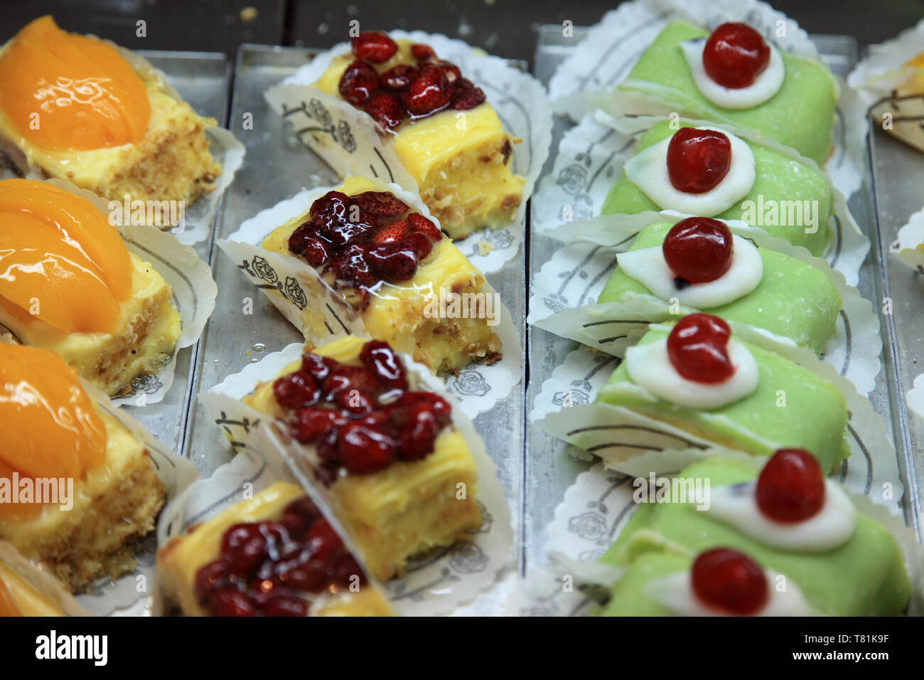 Pastries displayed in Cefalu Sicily Italy Stock Photo