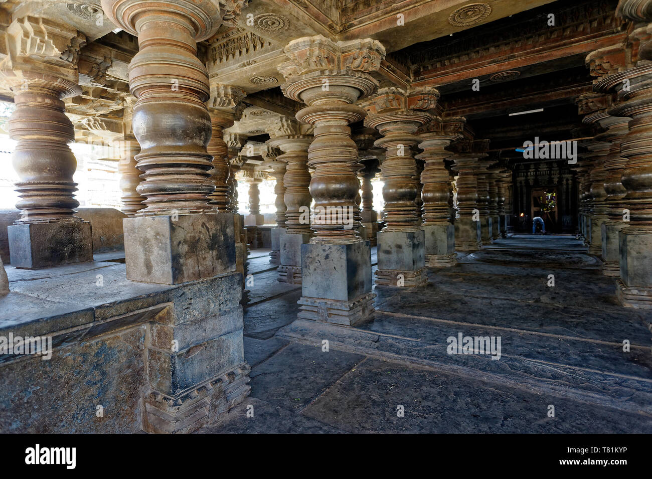 Lathe turned pillars of Harihareshvara temple Stock Photo Alamy