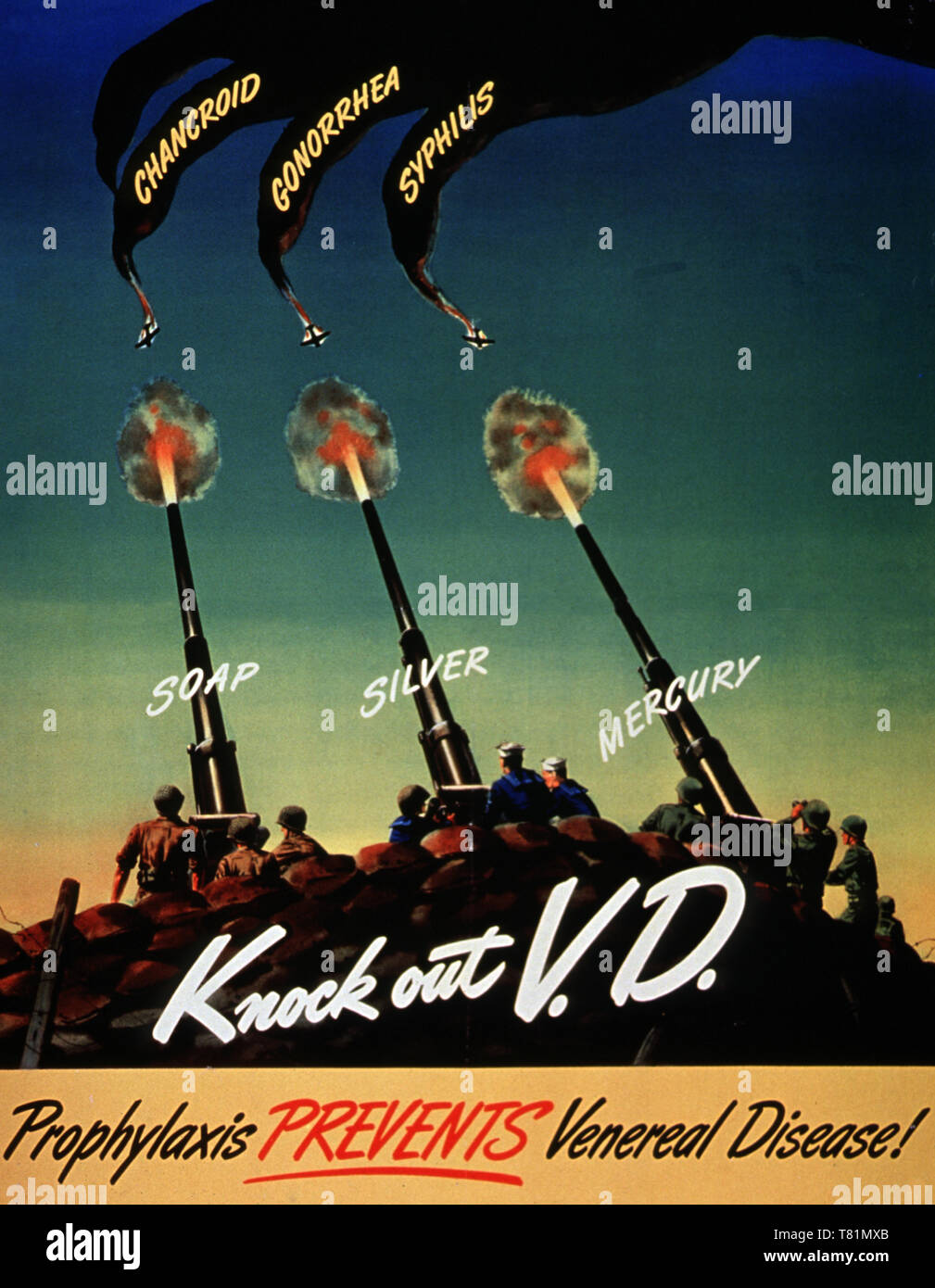 WWII STD Poster, Knock Out VD Stock Photo