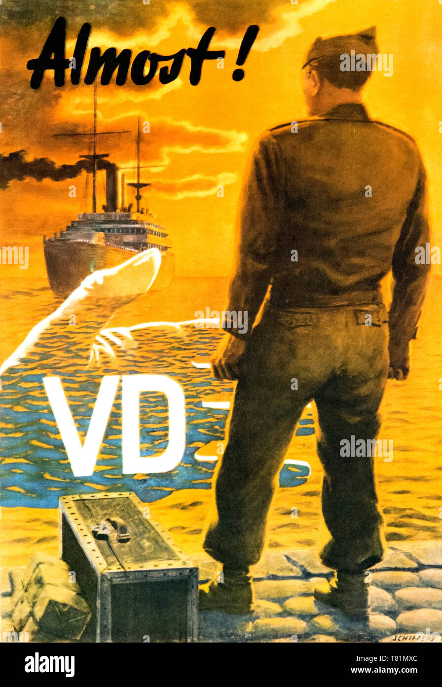 WWII STD Poster, Almost! VD Stock Photo
