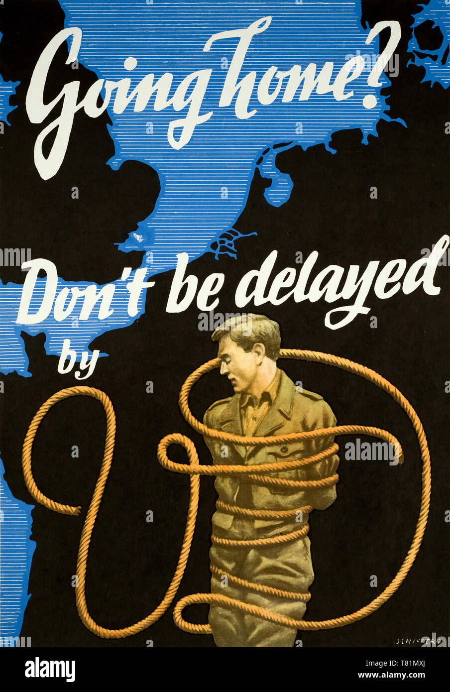 WWII STD Poster, Don't Be Delayed by VD Stock Photo
