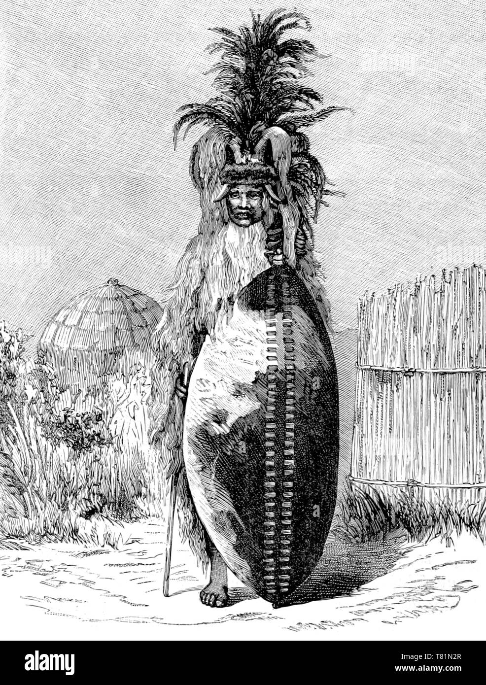 Zulu Chief, War Headdress Stock Photo
