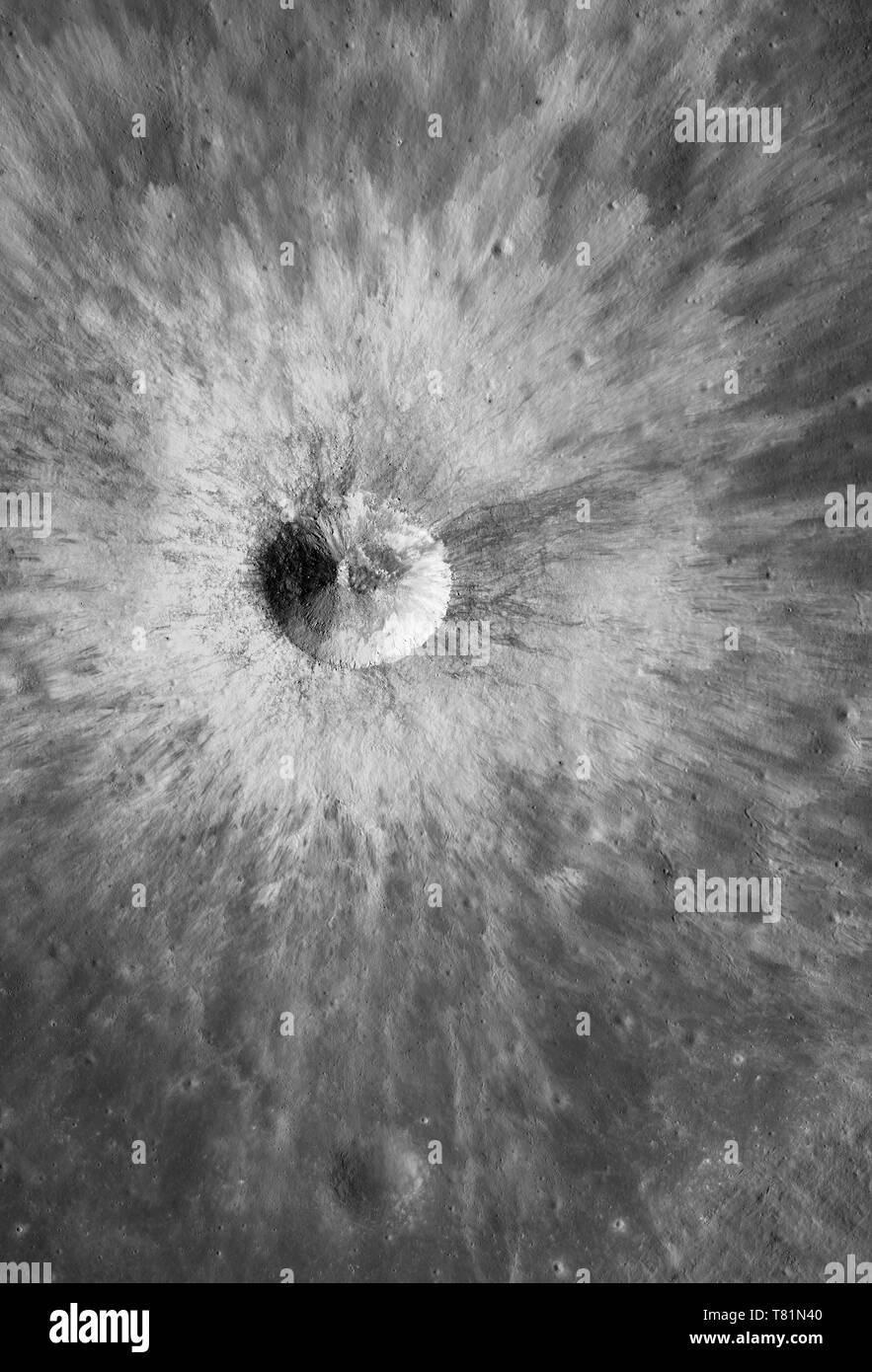 Moon, Impact Crater Stock Photo