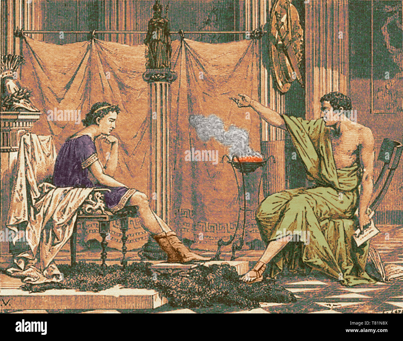Alexander the Great and His Teacher Aristotle Stock Photo