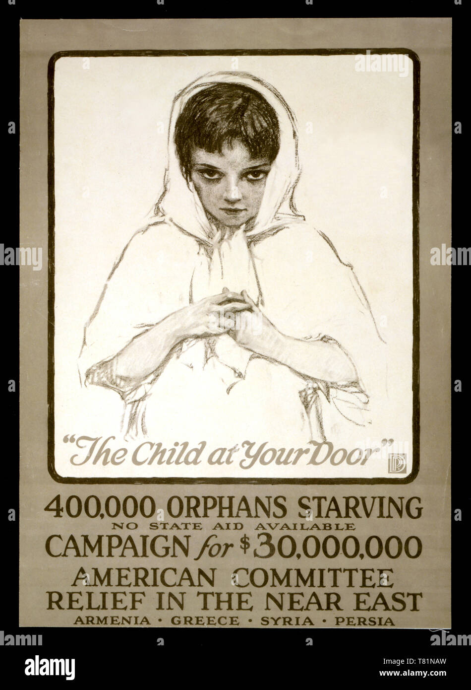 Armenian Genocide, Relief Campaign Poster, 1917 Stock Photo