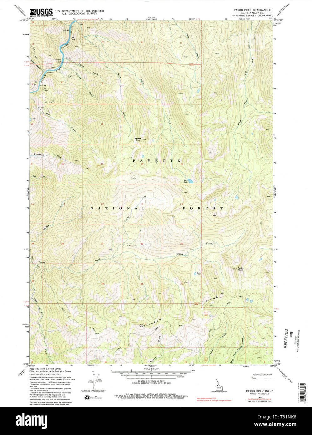 USGS TOPO Map Idaho ID Parks Peak - Usgs Topo Map Idaho Id Parks Peak 308440 1969 24000 Restoration T81NK8 