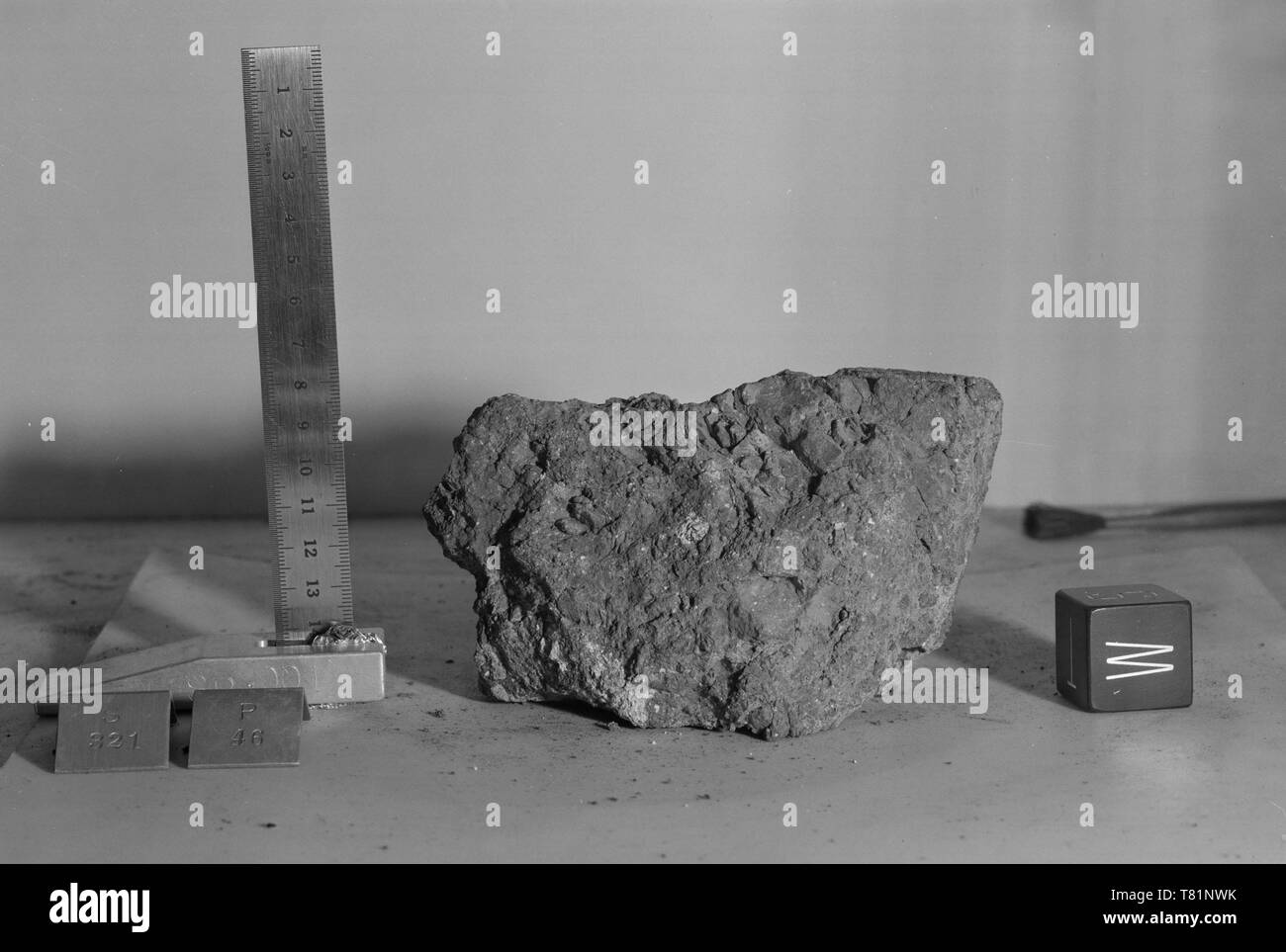 Apollo 14 Moon Rock with Felsite Clast Stock Photo