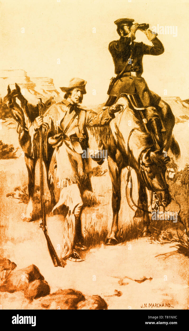 J.C. Fremont and His Guide, Kit Carson Stock Photo