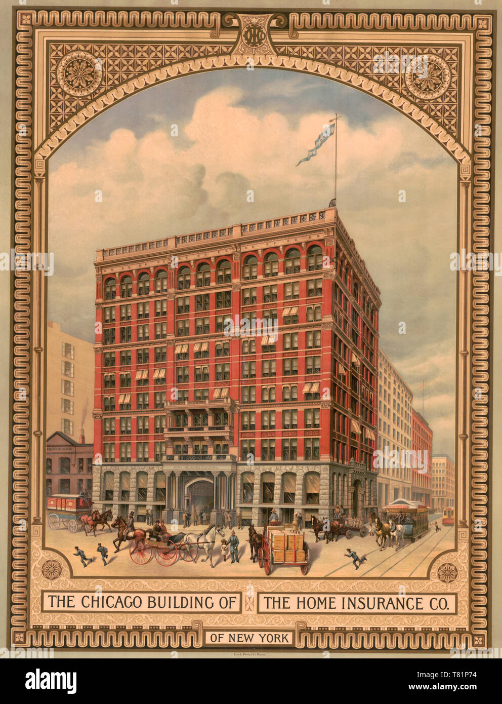 Home Insurance Company, First Skyscraper, Chicago, 1885 Stock Photo