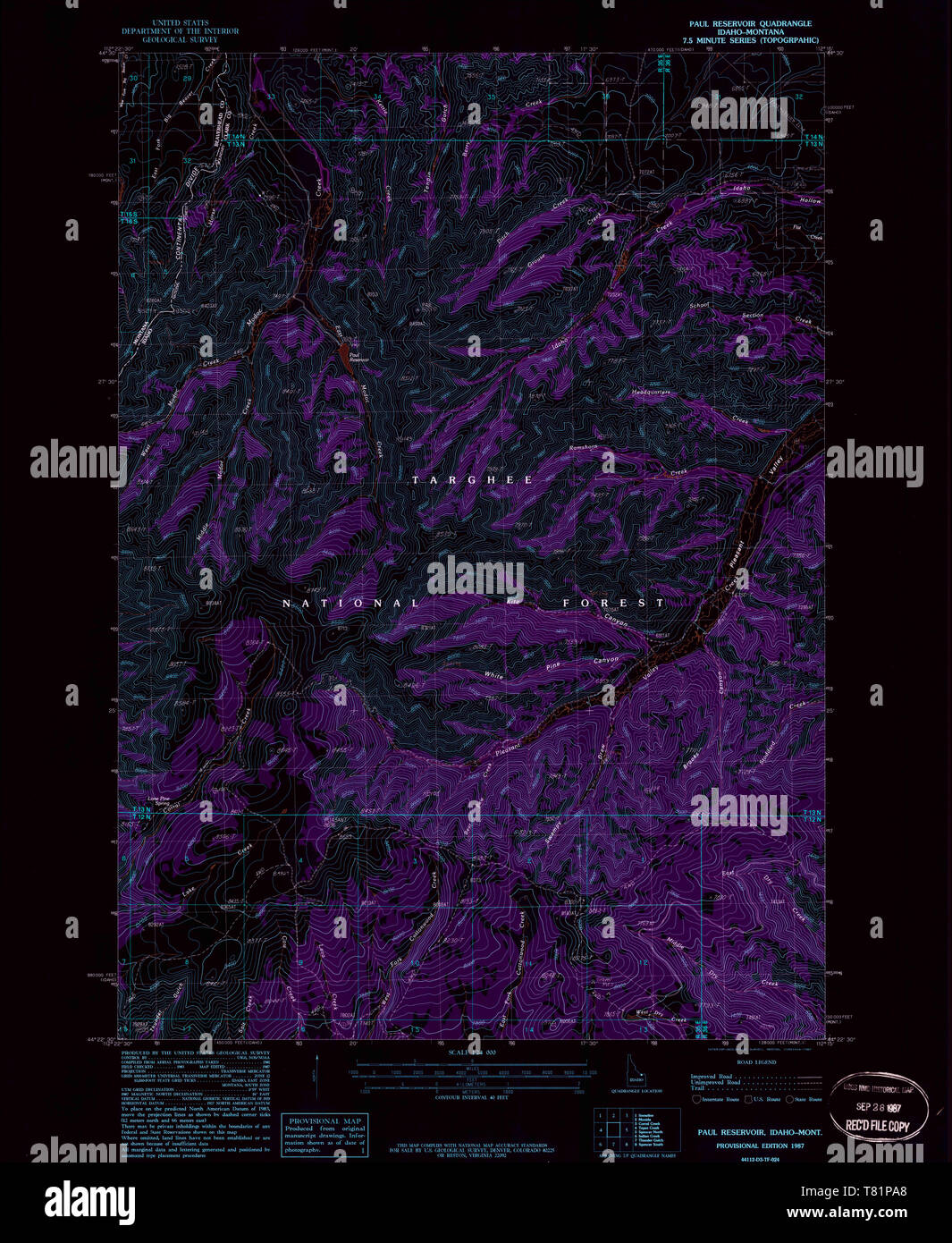 USGS TOPO Map Idaho ID Paul Reservoir 237579 1987 24000 Inverted