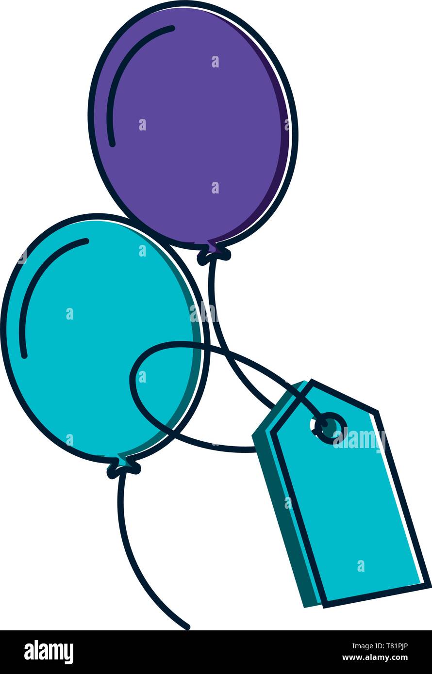 balloons helium with tag commercial isolated icon vector illustration ...