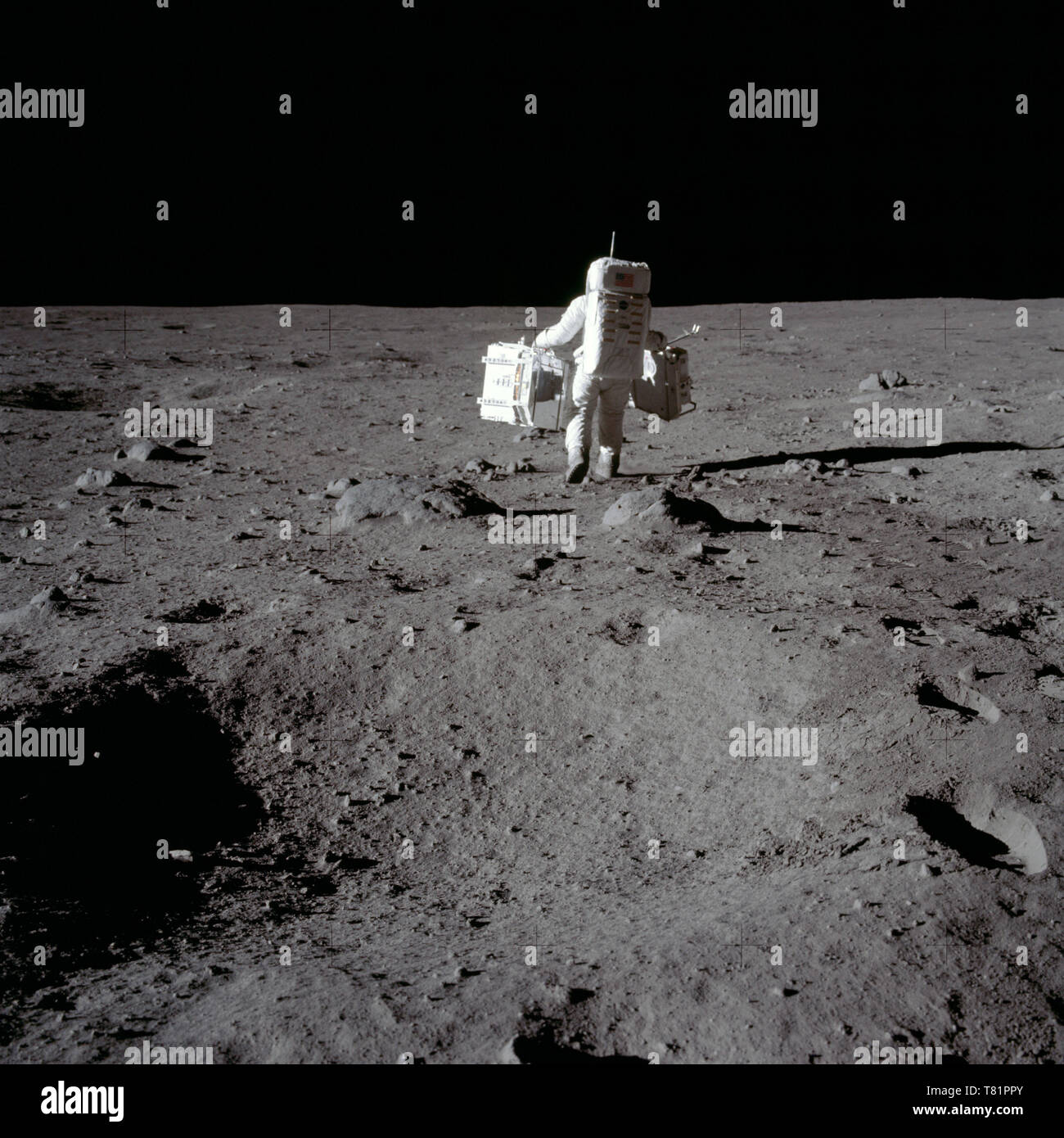 Apollo 11, Buzz Aldrin Deploys Experiments, 1969 Stock Photo