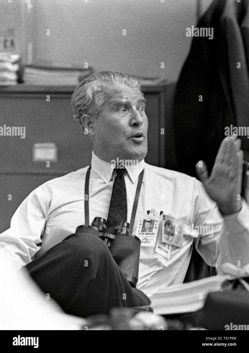 Apollo 11, Wernher von Braun Relaxes After Launch, 1969 Stock Photo