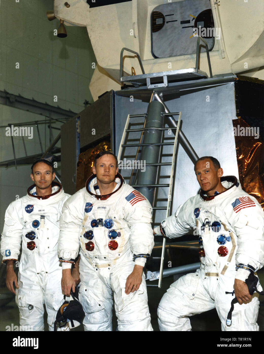 Apollo 11, Prime Crew with Lunar Module Mockup, 1969 Stock Photo