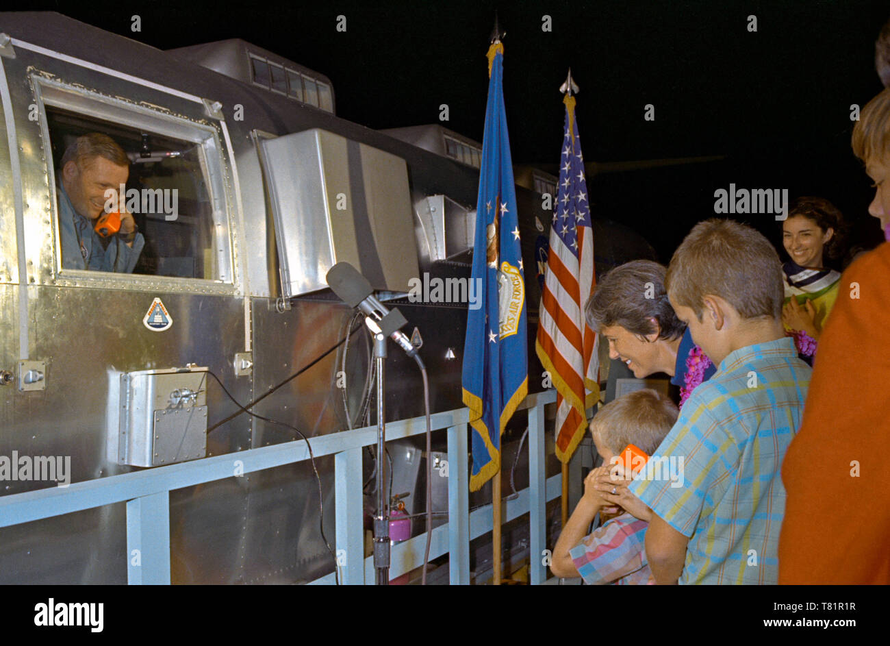 Apollo 11 MQF, Neil Armstrong Greets Family, 1969 Stock Photo