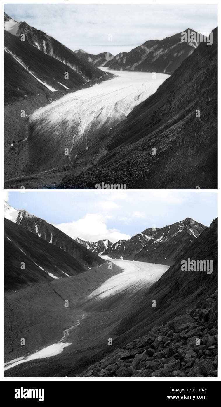 McCall Glacier, 1958 and 2003 Stock Photo