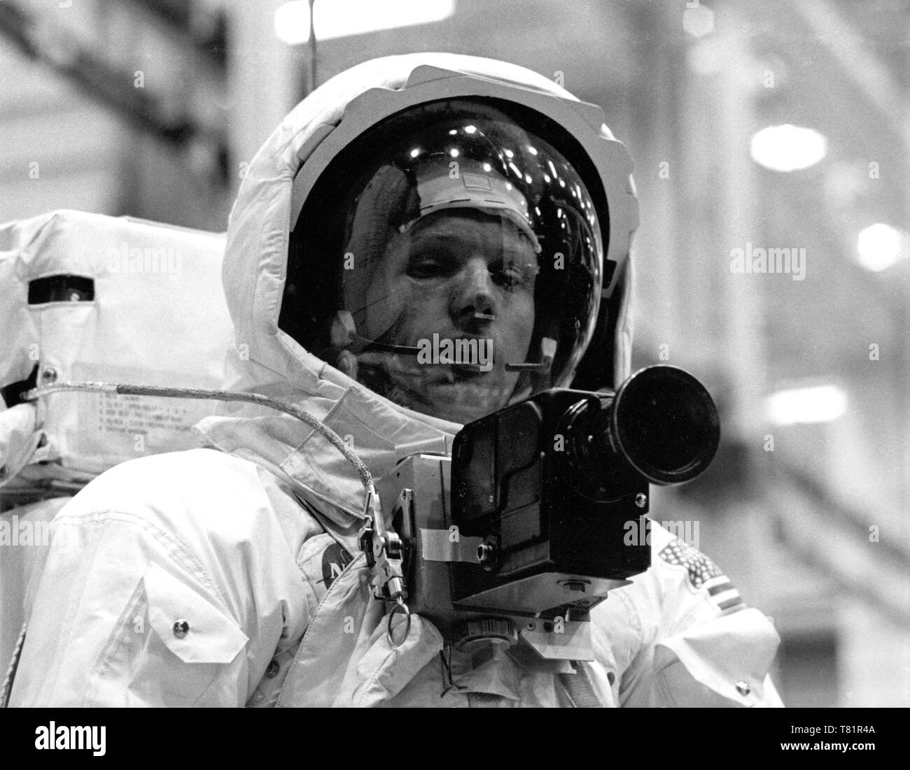 Apollo 11, Neil Armstrong with Hasselblad Camera, 1969 Stock Photo