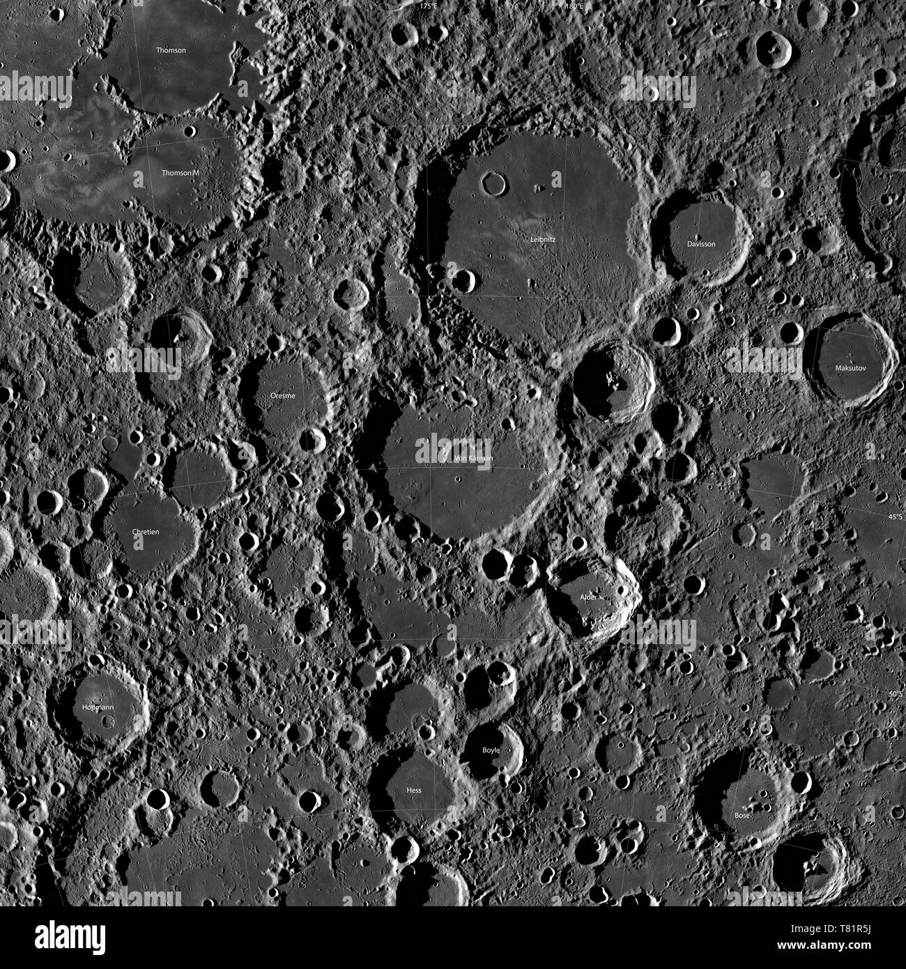 Craters Near Chang'e 4 Landing Site, The Moon Stock Photo