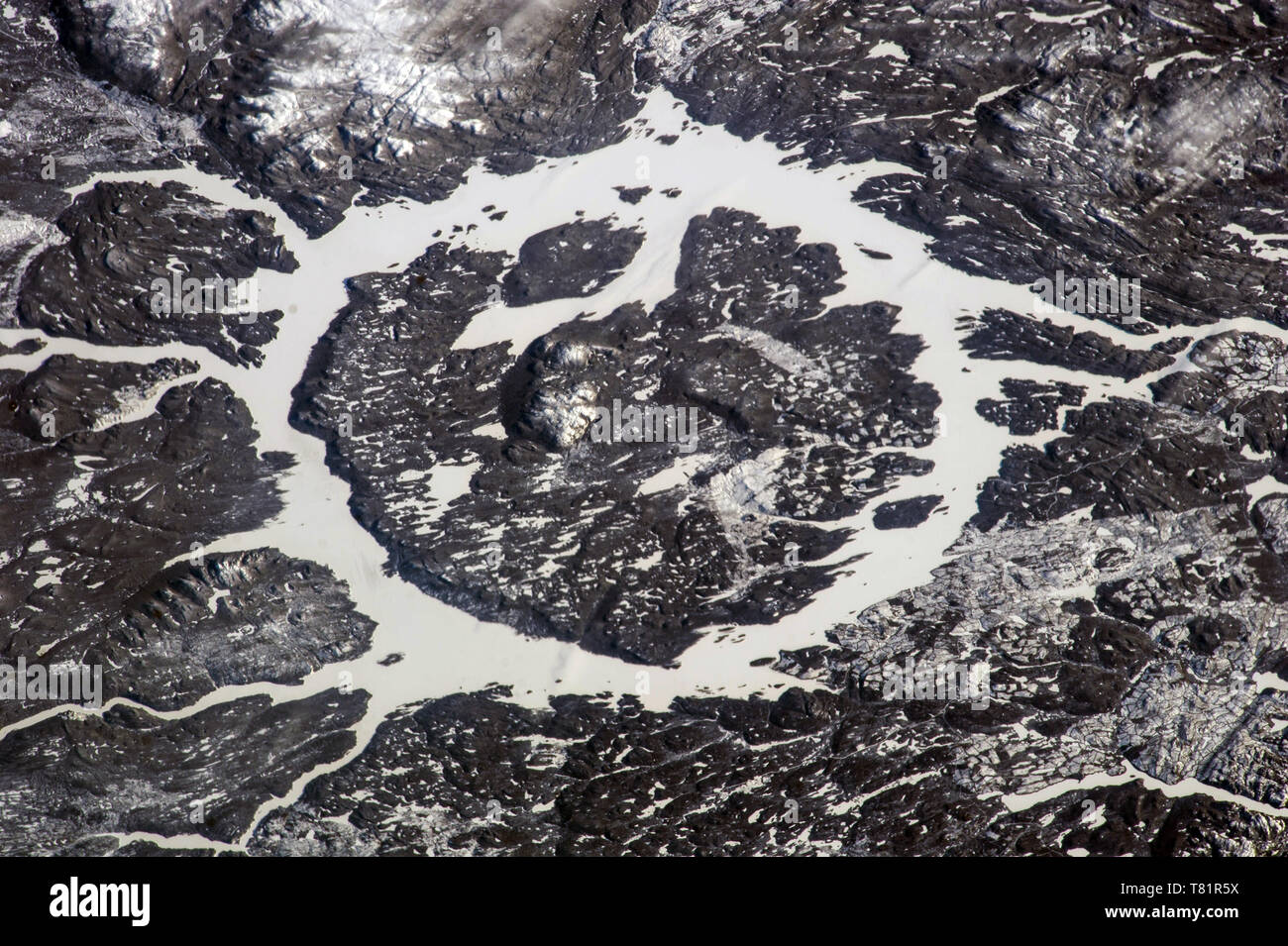 Manicouagan Crater, ISS Image Stock Photo