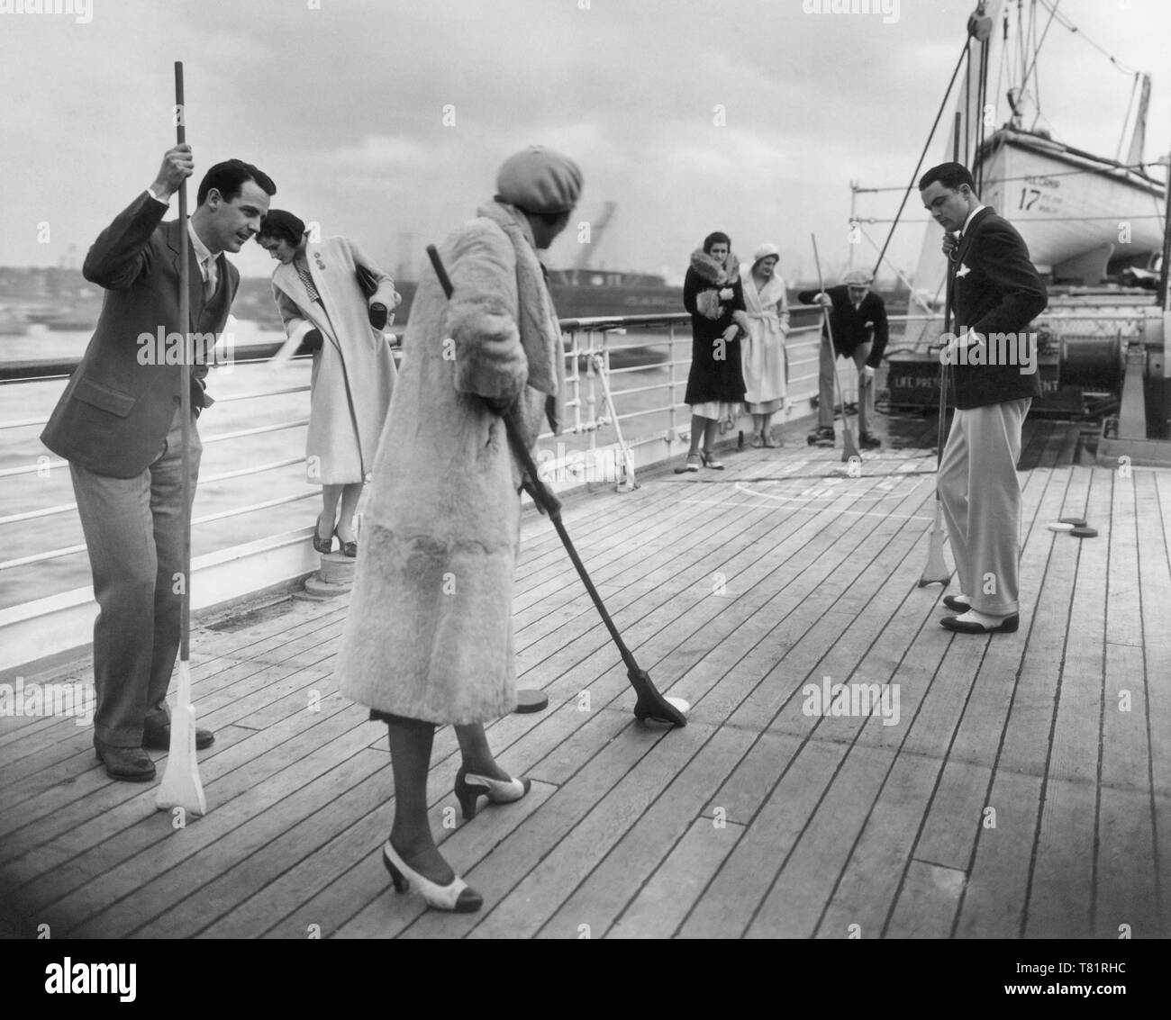 Shuffleboard Aboard the MS Vulcania Stock Photo