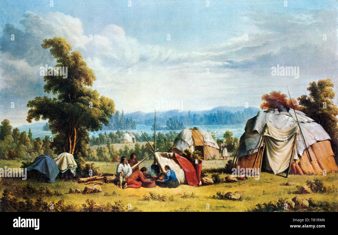 Ojibwe Indian Encampment, Sault Ste. Marie Stock Photo - Alamy