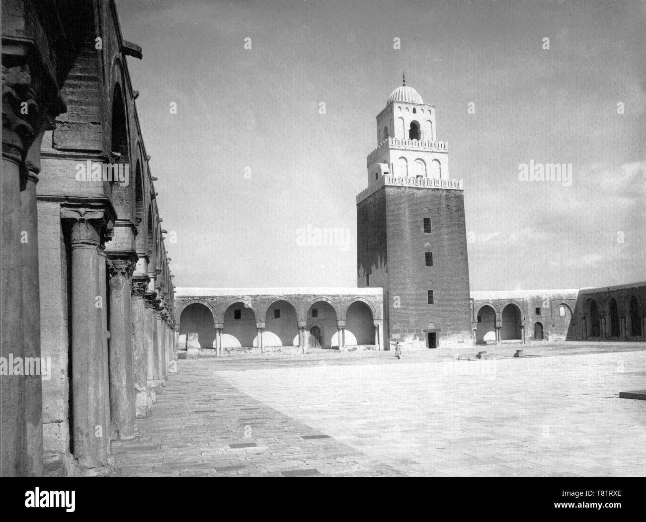 Abbasid Architecture, Grand Mosque of Kairouan, 19th Century Stock Photo