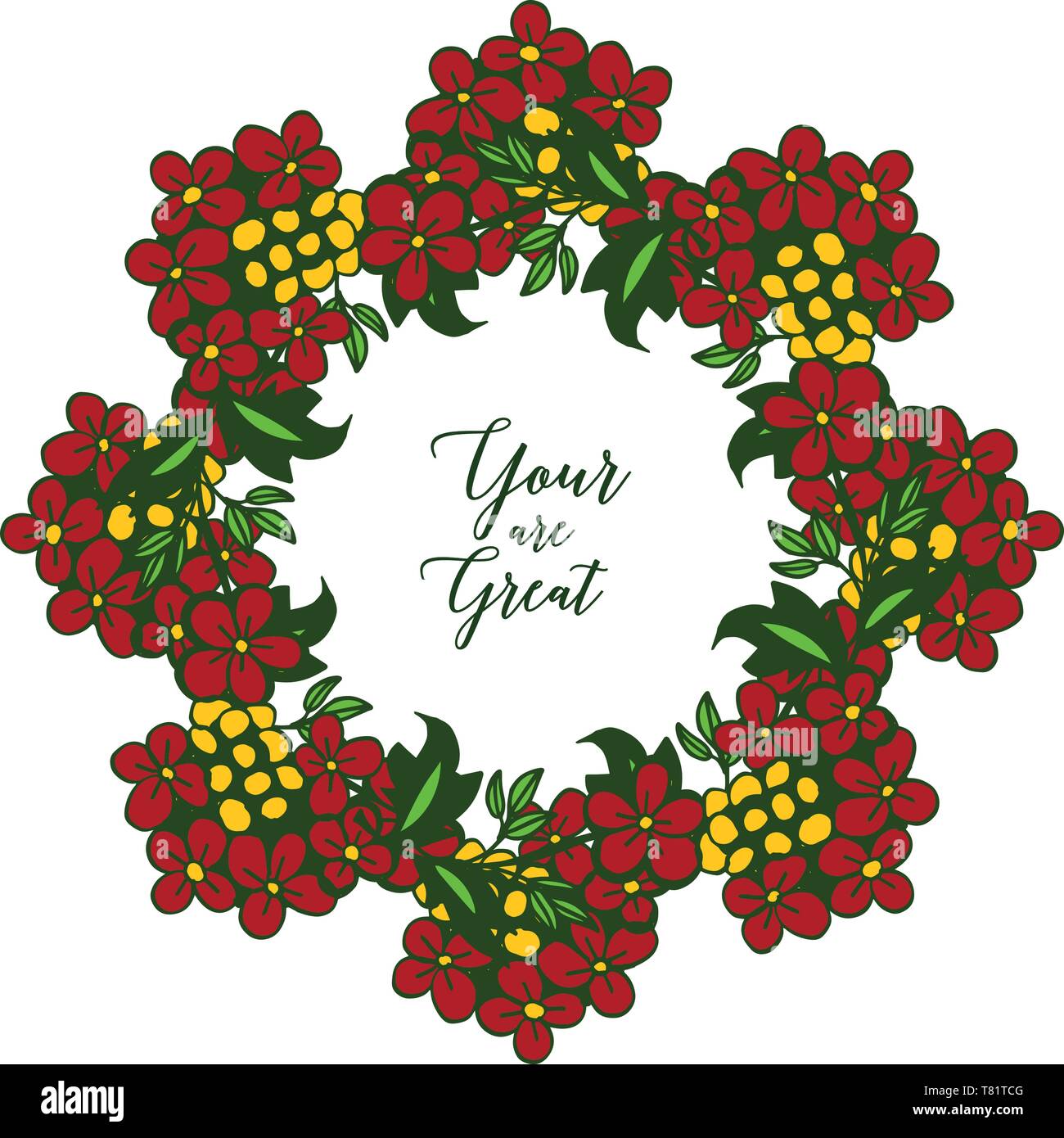 Vector illustration banner your are great with crowd colorful flower ...