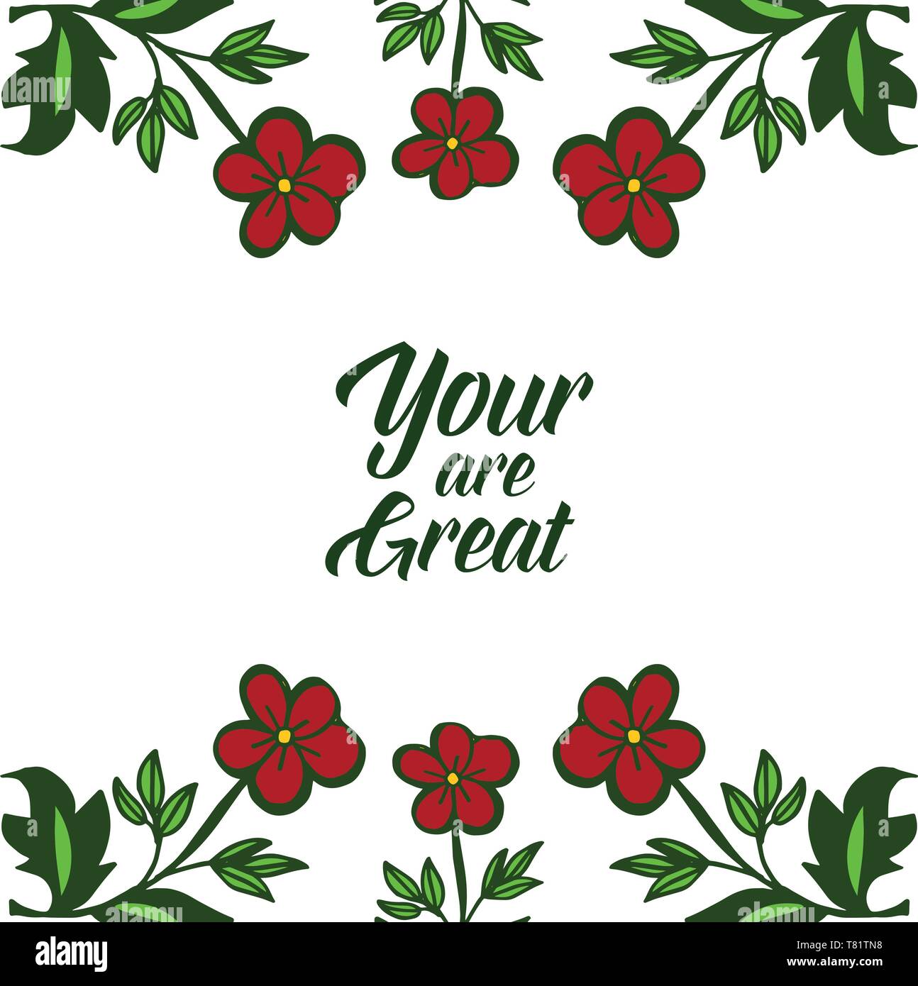 Vector illustration decorative card your are great with pattern art red ...