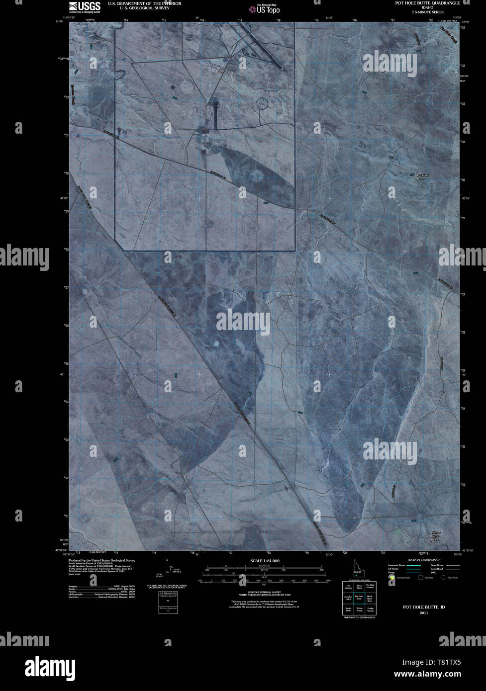 USGS TOPO Map Idaho ID Pot Hole - Usgs Topo Map Idaho Id Pot Hole Butte 20110107 Tm Inverted Restoration T81TX5