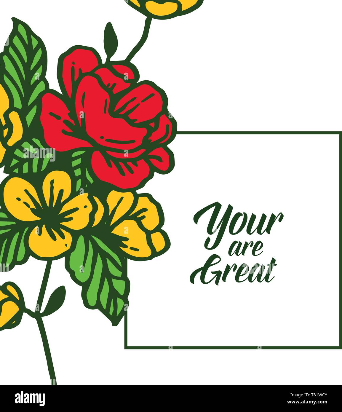 Vector illustration template your are great with crowd of rose colorful ...