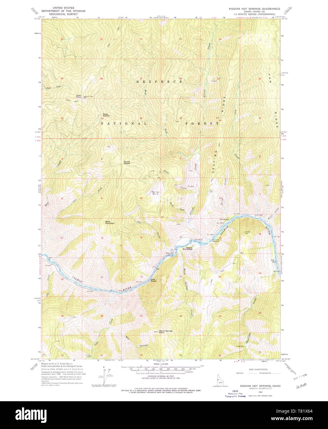 Usgs Topo Map Idaho Id Riggins Hot Springs 237874 1964 24000