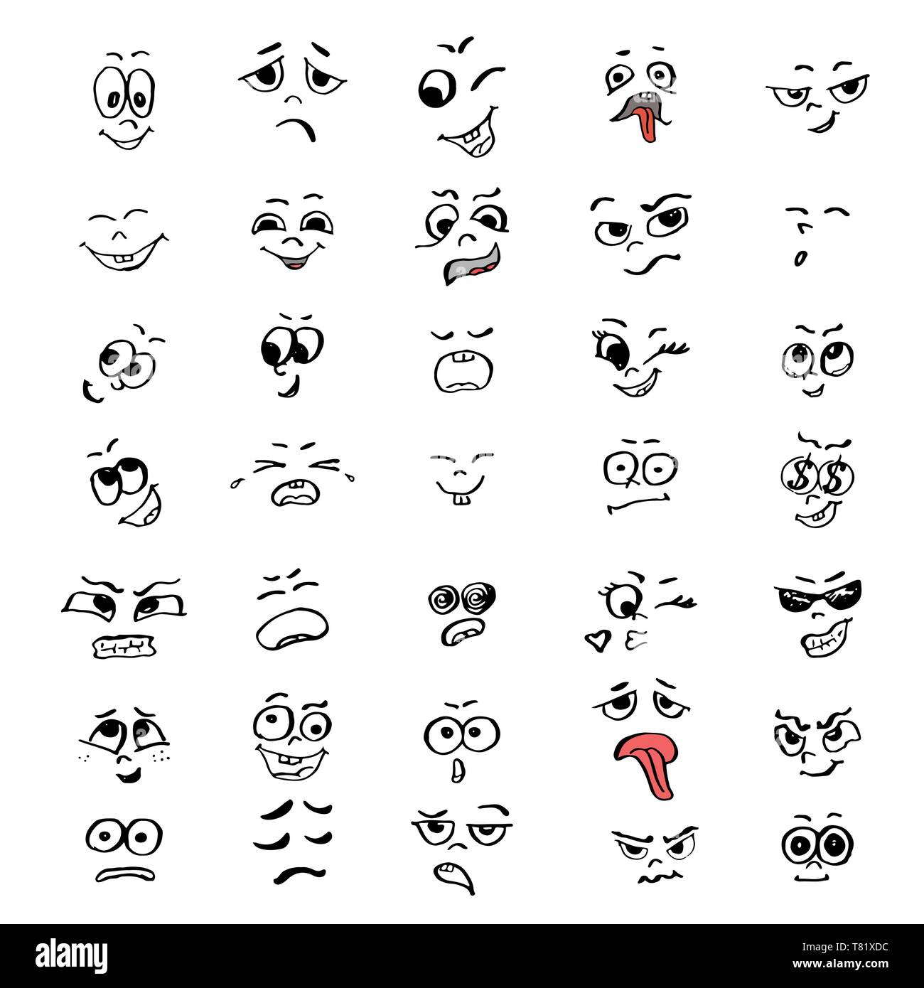 Set of cartoon faces of people. Vector illustration for your design ...