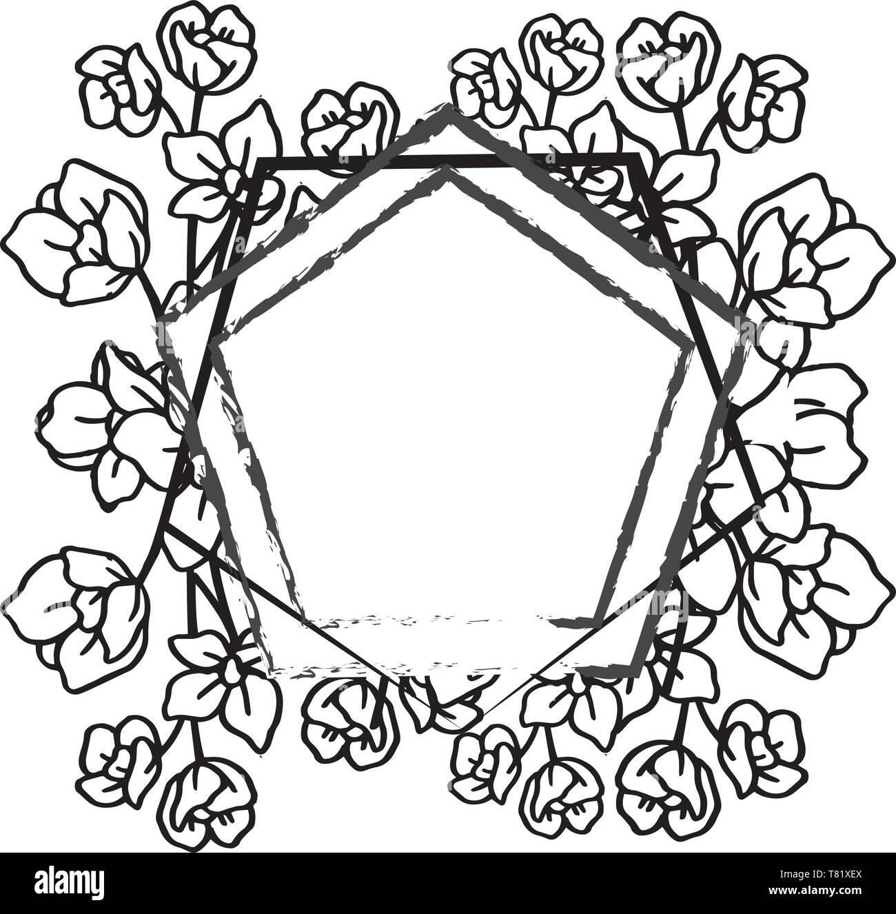 Vector illustration greeting card with design wreath frame hand drawn ...