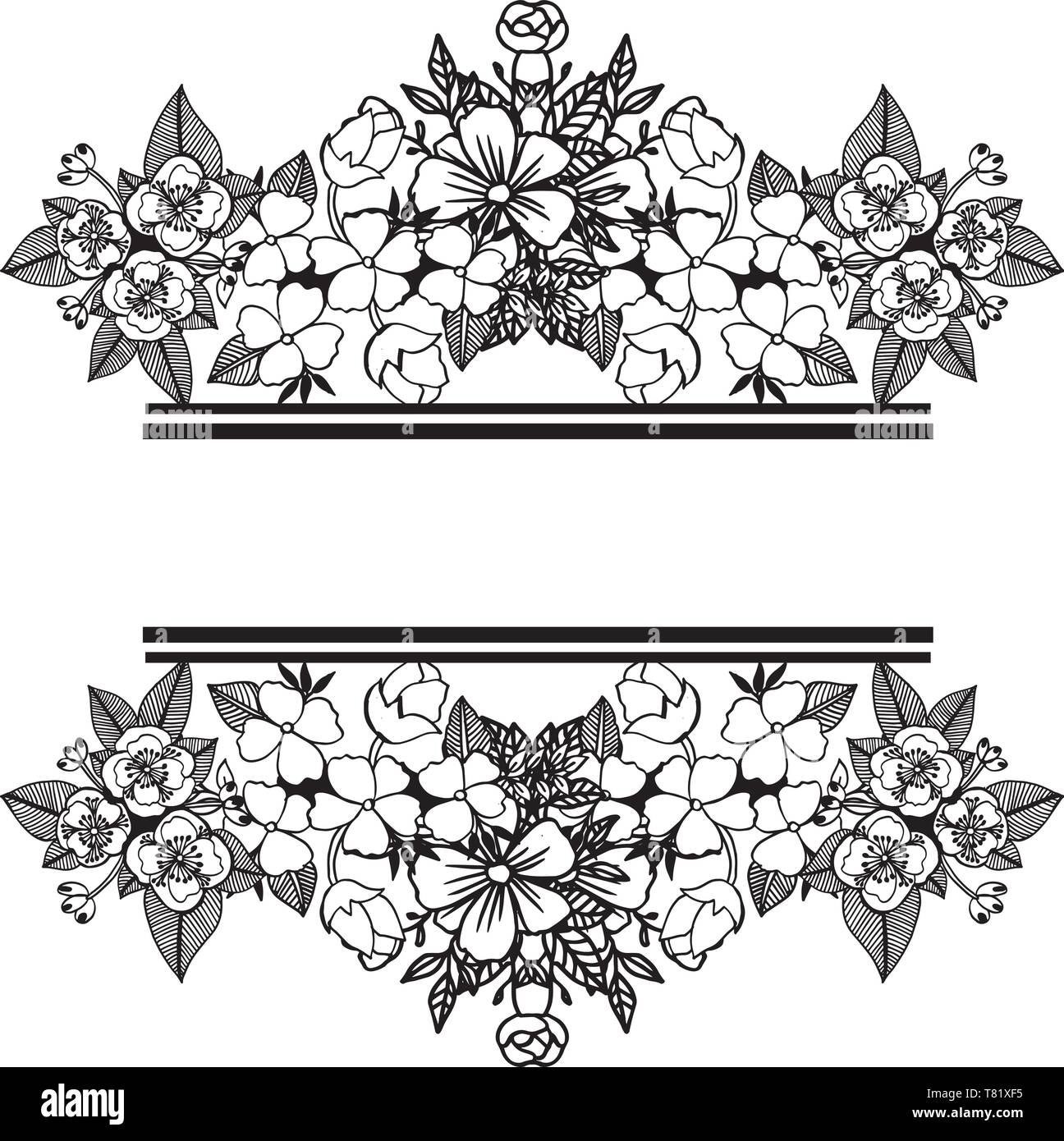 Vector illustration greeting card with design wreath frame hand drawn ...
