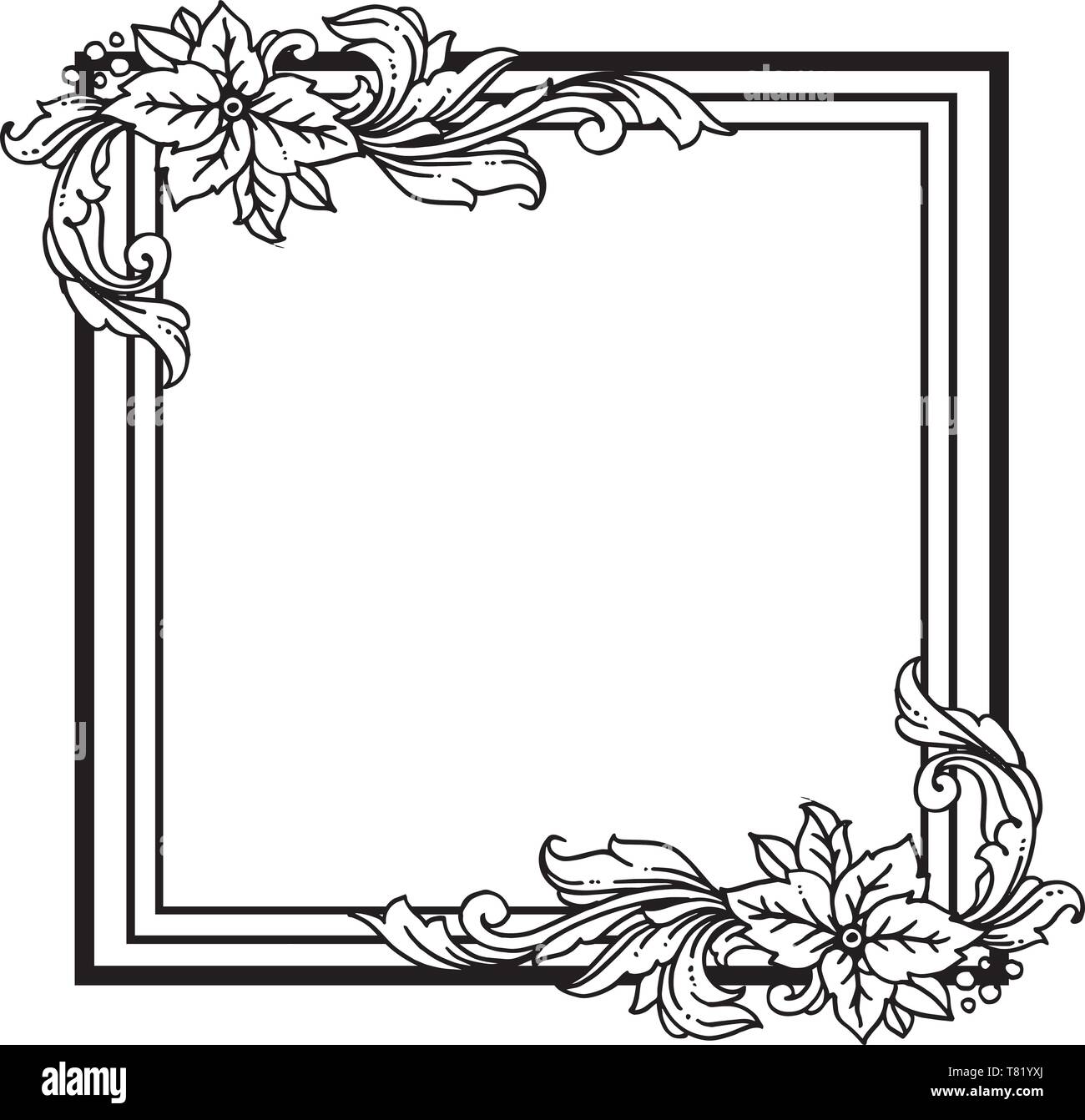 Flowe Frame Style Vector illustration various pattern with flower frame style hand drawn ...