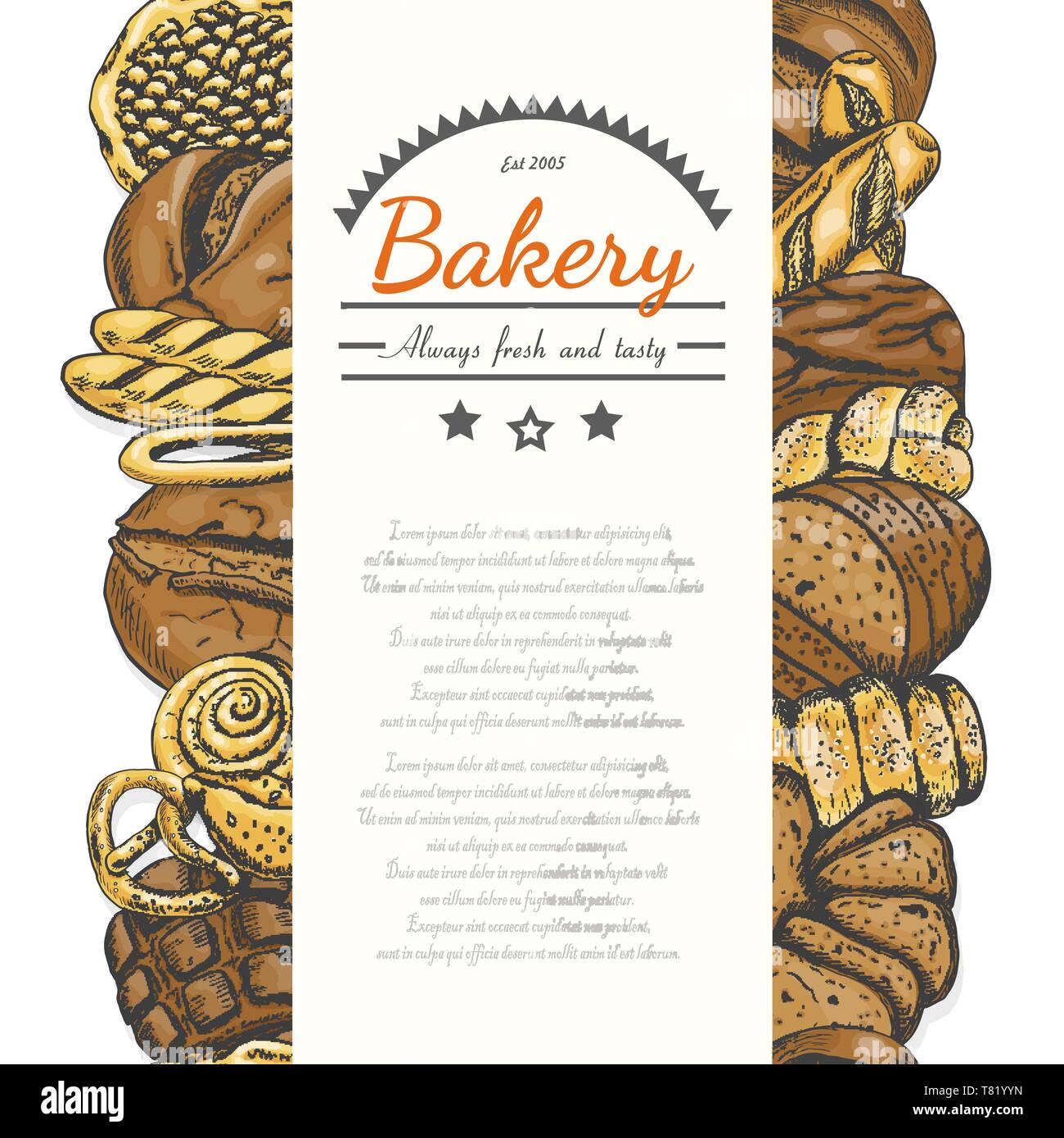 Vector background with various bakery products. Vector illustration for  your design Stock Vector Image & Art - Alamy