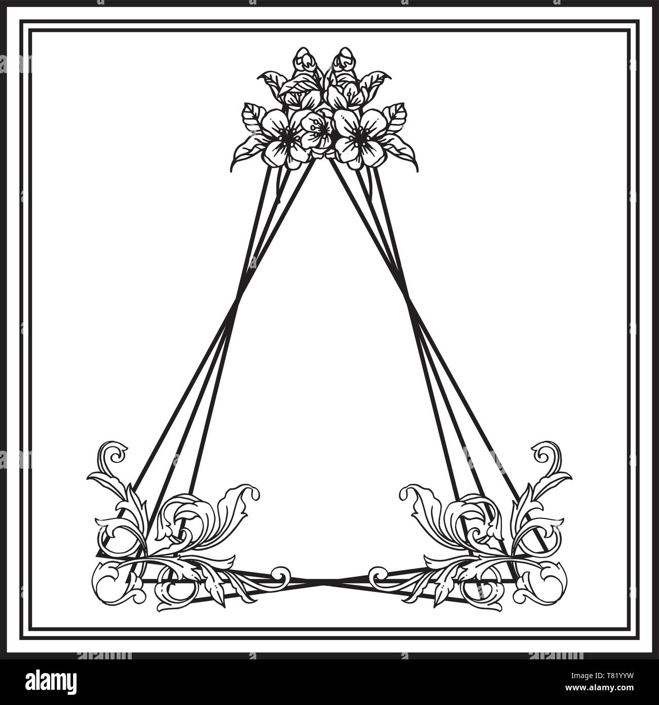 Flowe Frame Style Vector illustration various pattern with flower frame style hand drawn ...