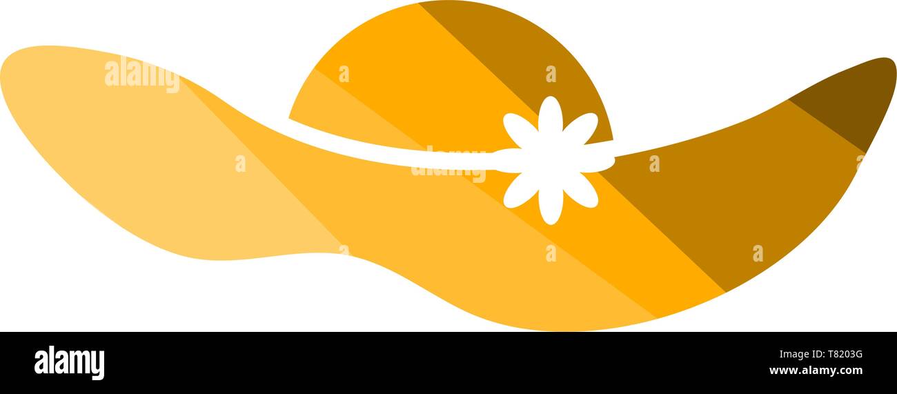 Elegant Woman Hat Icon. Flat Color Ladder Design. Vector Illustration. Stock Vector