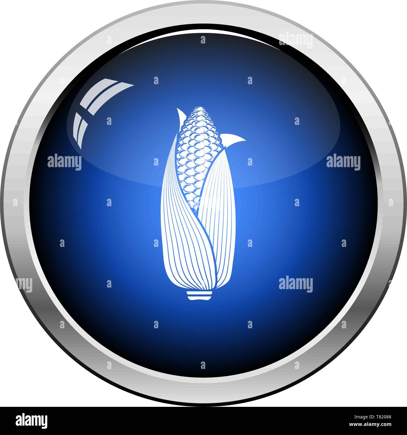 Corn Icon. Glossy Button Design. Vector Illustration Stock Vector Image ...