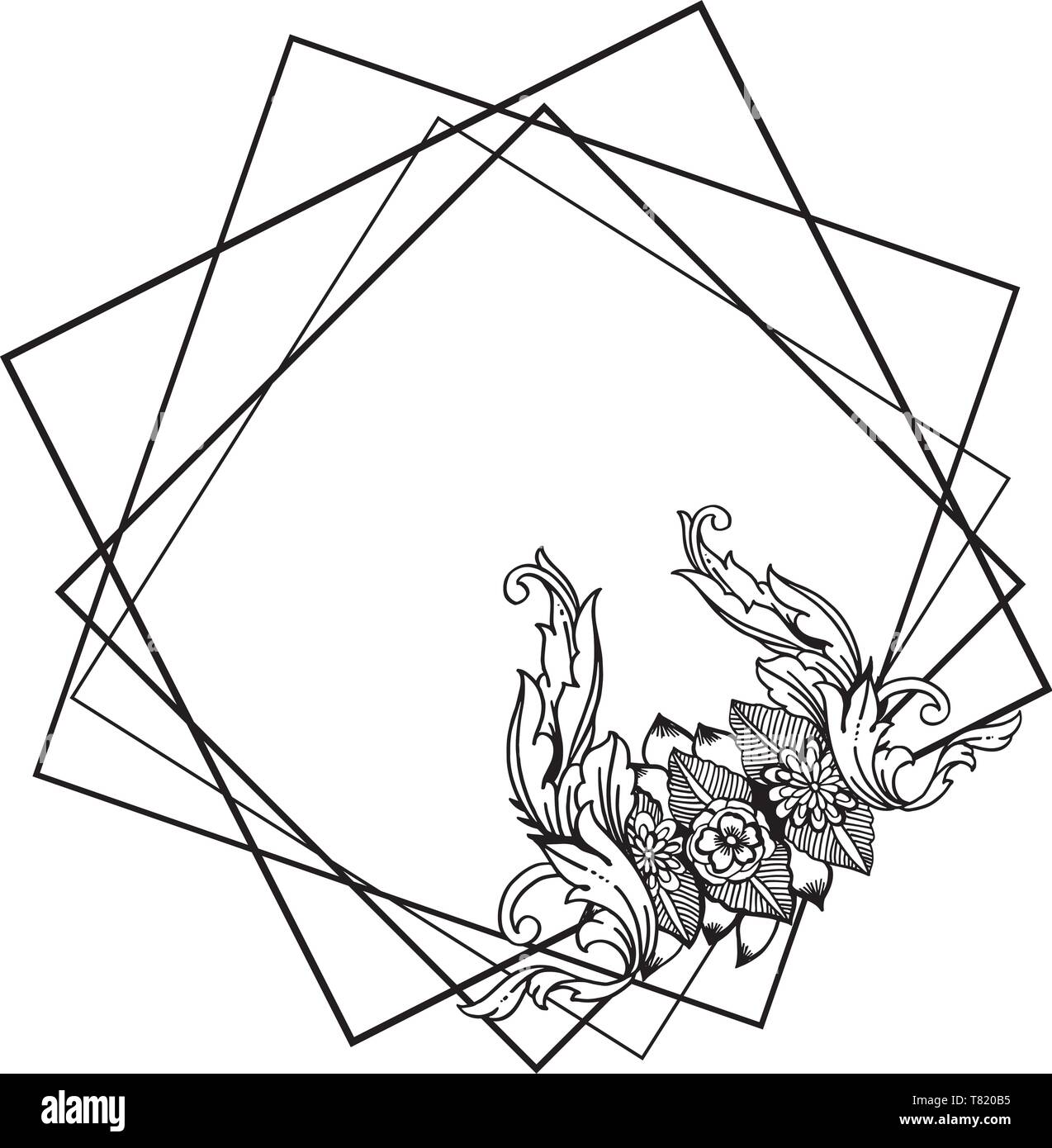 Vector illustration ornate flower frame with greeting card of hand ...